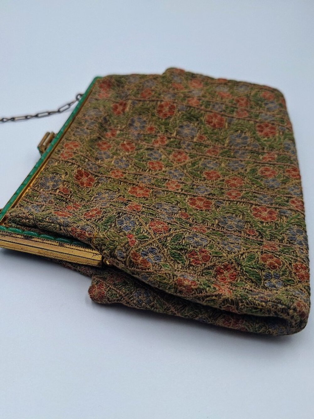 Exquisite Vintage Art Deco Micro Petit Point Floral Evening Bag